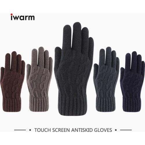 Iwarm Autumn and Winter Warm Knitted Touch Screen Gloves Plus Velvet Thickened Unisex Gloves High Quality Mitten