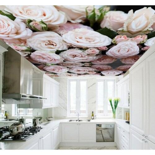 Custom 3d Ceiling Wallpaper for Hall Kitchen Room Hotel 3D Ceiling Murals European 3d Rose Wall paper Large Photo mural
