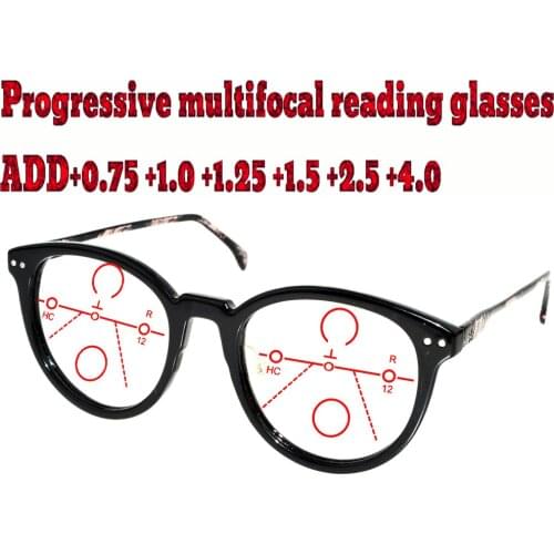 Progressive Multifocal Anti Blu Light Reading Glasses Black Frame Men Women High Quality +1.0 +1.5 +1.75 +2.0 +2.5 +3 +3.5 +4