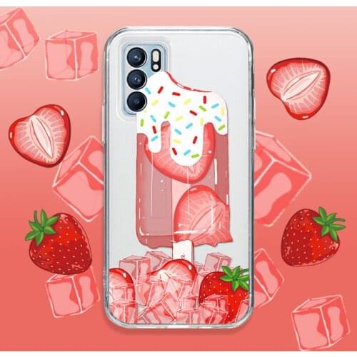 ASINA Transparent TPU Case For OPPO Reno 6 5 4 3 2 Pro Cartoon Ice Cream Cover Bumper For Find X3 X2 Lite Neo A73 A94 A92 Capas