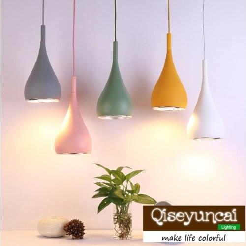 Qiseyuncai 2018 new Modern Macarons Restaurant led chandelier head three head creative bar bedroom bedside chandeliers