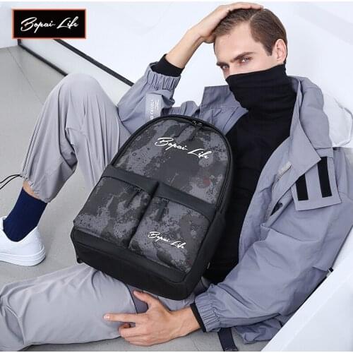 BOPAI LIFE Fashion Backpack Men Leisure USB Notebook Bag High Capacity Trip Back Pack Daily Schoolbag Teen Laptop Rucksacks
