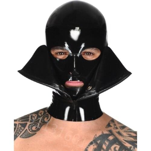 Sexy Black New Style Butterfly Latex Fetish Hood Enclosure Fetish Mask All zipped