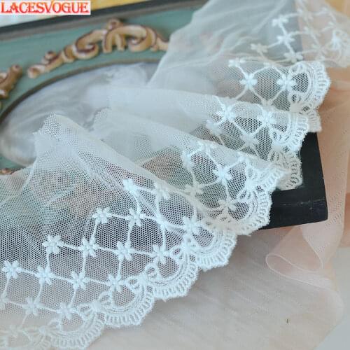 19yards 13cm Mesh cotton embroidery Lace fabric Handmade DIY Garment needlework sewing accessories Clothing Decoration 394