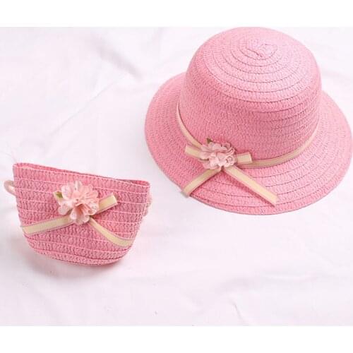 Summer Sunscreen Childrens Hat Straw Baby Hat Flowers Bow Breathable Sunshade And UV Protection Hat