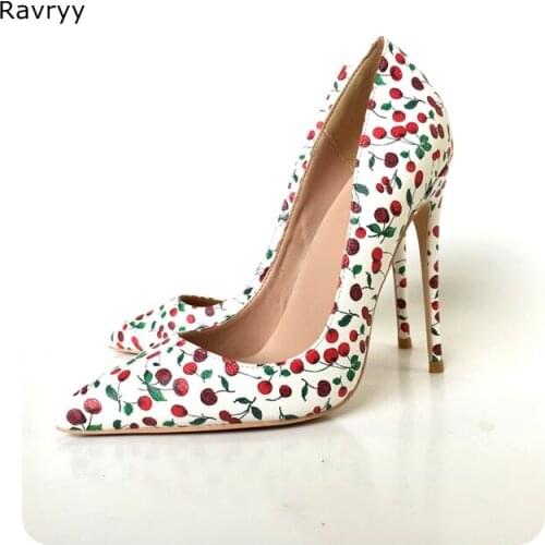 Red cherry Woman high heel Pointed Toe Sexy Pumps 10/12CM Thin heel female dress shoes stiletto heels OL out fits party shoes