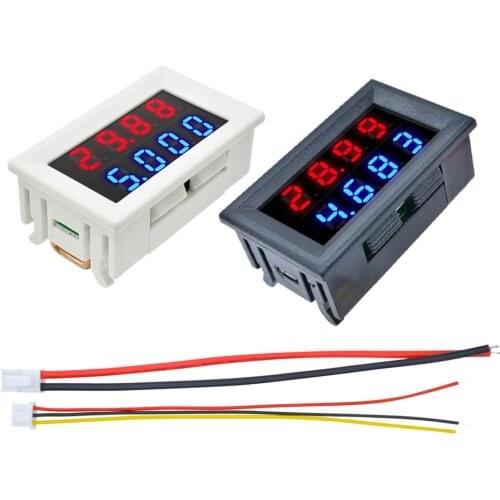 Dual LED Display Digital Voltmeter Ammeter DC 100V 200V 10A Voltage Current Meter Panel Amp Volt Tester Detector 4 Bits 5 Wires