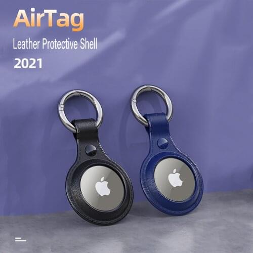 Hhigh Quality Apple Airtag Case Keychain Leather Protective Tracking Dog Cover For Apple Air Tag Location Tracker Case Key Ring