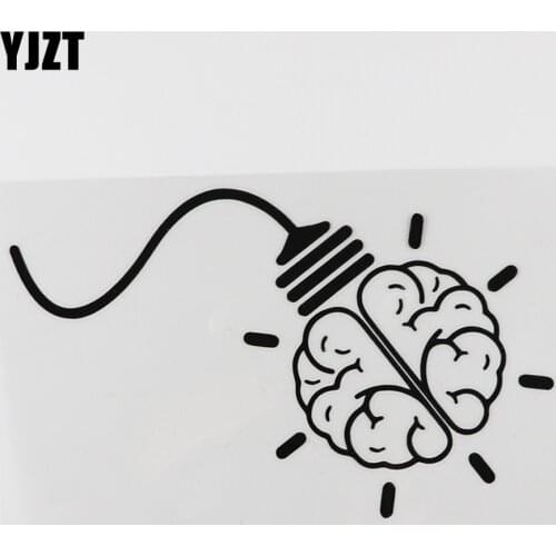 YJZT 17.2CM×10.7CM Creative Light Bulb Brain Idea Decal Vinyl Car Sticker Black/Silver 8A-1198