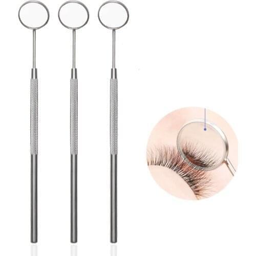 1PC Magnifying Checking Eyelash Extension Grafting Mirror Stainless Steel Handle Oral Teeth Care Eyelashes Makeup Tools