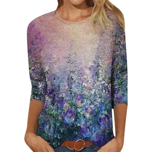 2021 Spring Long Sleeve T-shirt Flower Women Loose Casual Tshirts Elegant Ladies Vintage Autumn Streetwear Tees Top Shirt Mujer