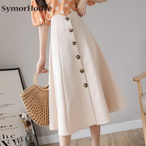 Womens skirts high waist single-breasted split long skirts elegant A-line umbrella skirt Plus Size casual skirt for women