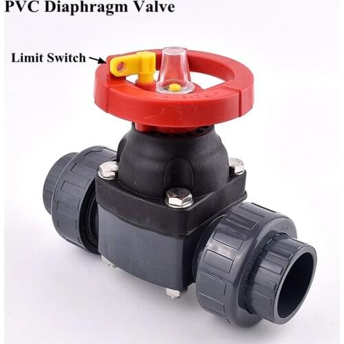 1pc I.D 20~63mm PVC Diaphragm Valve Aquarium Fish Tank Water Valve Double Union Garden Irrigation Hose Connector Control valve