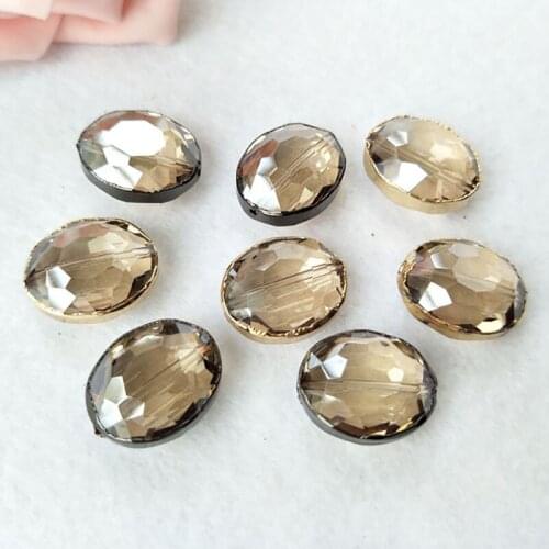 10Pcs oval-shaped Faceted Crystal Glass Loose Beads pave rhinestone Spacer Connector Beads Jewelry Finding BD262