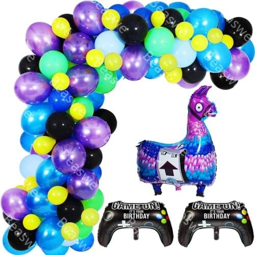 110pcs/set Video Game Theme Party Balloon Garland Kit Garland Baby Shower Boy Purple Blue Black Globos Pinata
