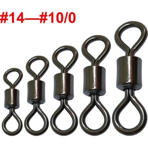 200pcs/lot Fishing Swivel Rolling Swivel #14-#10/0 Stainless Steel Heavy-duty Fishing Connector Sea Fishing Accessories pesca