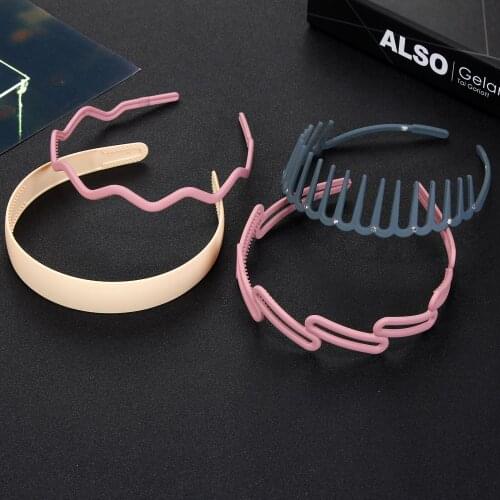 2021 New Headdress Solid Color Resin Hair Comb Simple Headband Hair Hoop Bezel with Teeth Hair Accessories for Women