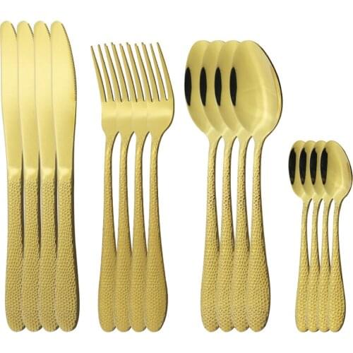 4set Dinnerware Silverware Set Cutlery Set Special Pattern Knives Fork Dessert Spoons Stainless Steel Flatware Kitchen Tableware