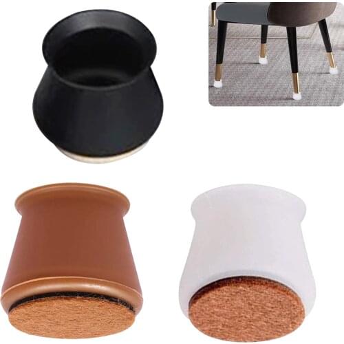 4pcs Silicone Felt Table Chair Foot Protective Cover Home Floor Protector Not Leaving Noise Marks Or Scratches