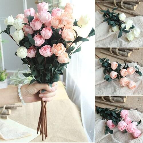 6 Heads Rose Decor Artificial Flower Home Decor Imitation Fake Flower for Garden Plant Desk Decor Hand-Holding Flower