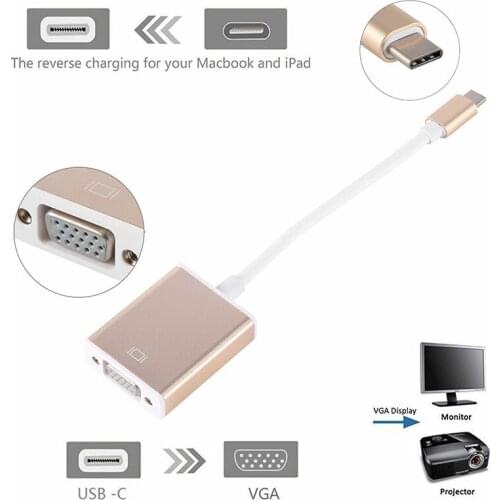 USB-C to VGA Adapter USB 3.1 Type C USB-C to Female VGA Adapter for Macbook 12 inch Chromebook Pixel Lumia 950XL Newest