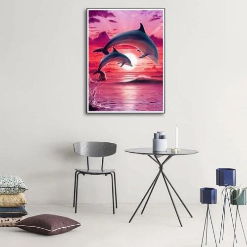 Diamond Embroidery Dolphin Cross Stitch Diamond Painting Kits Mosaic Animals Sale Rhinestones Art Handwork Gift