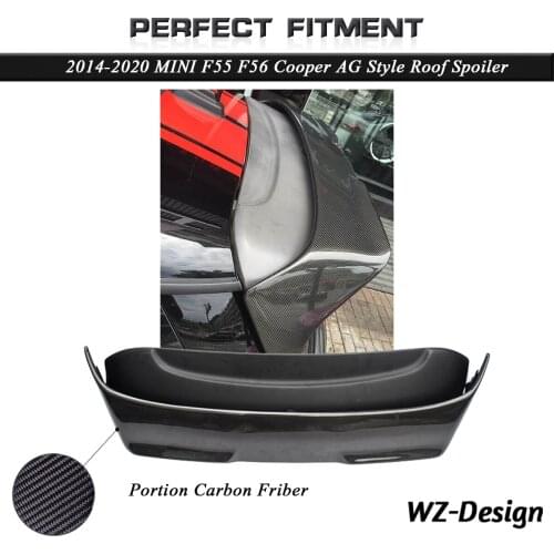 Car Accessories Portion Carbon Fiber AG Style Roof Spoiler Fit For 2014-2020 F55 F56 Cooper S Duell Rear Roof Spoiler Wing