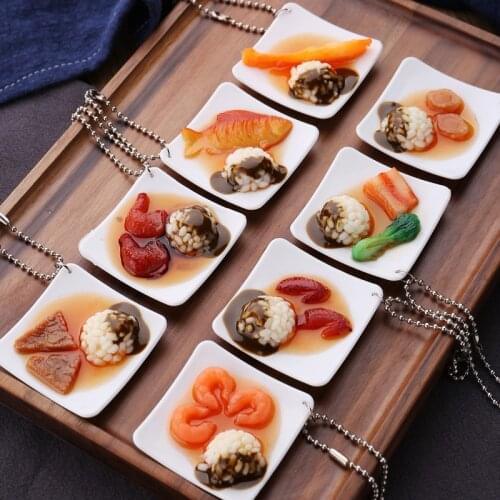 Simulation food square dish curry rice keychain pendant creative small gift