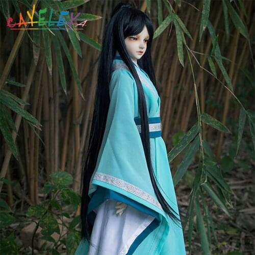 Cataleya BJD SD Doll Wig Black With Ponytail Long Straight Hair Free Shipping