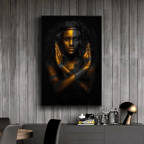 Contemplator Black African Nude Woman Oil Painting on Canvas Posters and Prints Scandinavian Wall Art Picture for Living Room