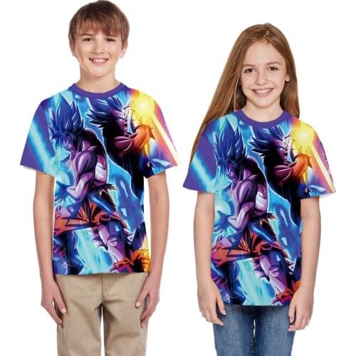 Kids O-neck Short Sleeve 3D Digital Print Super Messiah Design Casual Cartoon Summer T-shirts Boys Casual Streetwear T-shirts