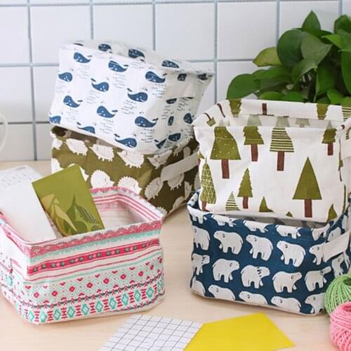 DIY Desktop Storage Basket Container Organizer Fabric Basket Home Desktop Storage Bags Sundries Underwear Toy Storage Box