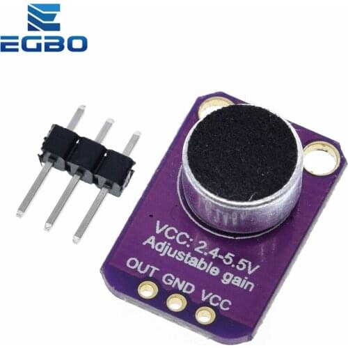 EGBO GY-MAX4466 MAX4466 Electret Microphone Amplifier Module Adjustable Gain OUT GND VCC Amplifier Board 2.4-5V DC For Arduino