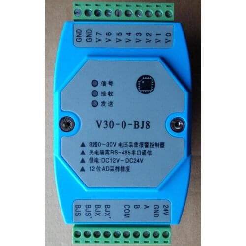 8 way 0-30V voltage acquisition and lower limit alarm controller MODBUS RTU photoelectric isolation 485 interconnection