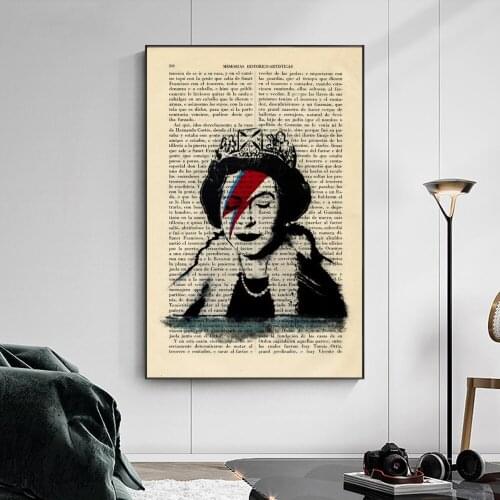 Graffiti Art Queen Elizabeth Art Print Street Art Stencils Book Art Poster Room Gift Wall Decor Poster Dictionary Art Painting