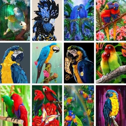 GATYZTORY Paint By Numbers For Adults Kids Parrot Picture Drawing Home Decor Animal Coloring On Canvas Artwork