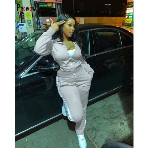 Prowow Women Tracksuits Streetwear Zipper Long Sleeve Coat Pant Two Piece Sportswear Spring Female Jogging Fitness Clotheing Set