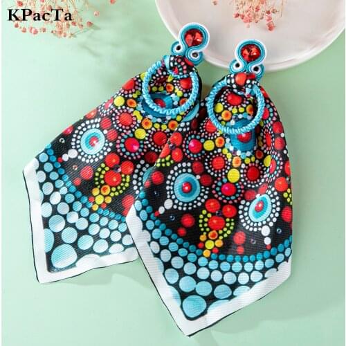 KPacTa 2021 vintage Ethnic Bohemia Drop Dangle Cloth Ladies Earrings For Women Tassel Earrings Soutache Jewelry Party Gift