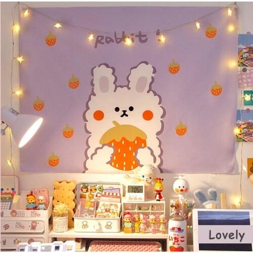 Lovely Girl Room Tapestry Hanging Cloth Art Dormitory Transformation Ins Net Red Background Cloth Trend Wall Tapestry Beach Mat