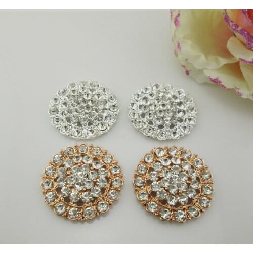 BT200 30mm)5pcs Round Flatback Clear Rhinestone Buttons Sewing Craft