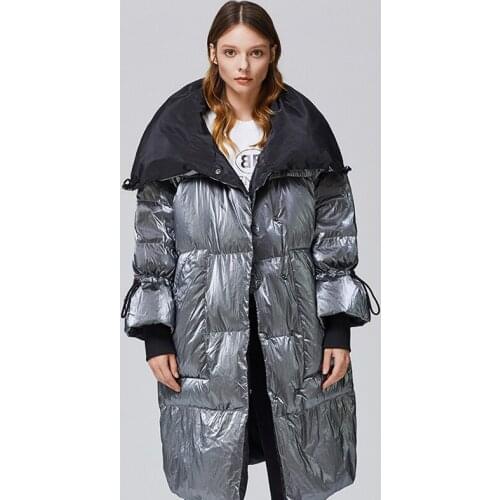 Winter Thickened Warm Waterproof Women White Duck Down Jacket Medium Length Fashion Oversize Large Lapel Full Sleeve Long Coat