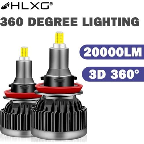 HLXG turbo led h7 360 h1 headlight car bulb led Lights H8 H9 H11 9005 9006 HB3 HB4 lamp farol de led para moto CSP 20000LM 60W
