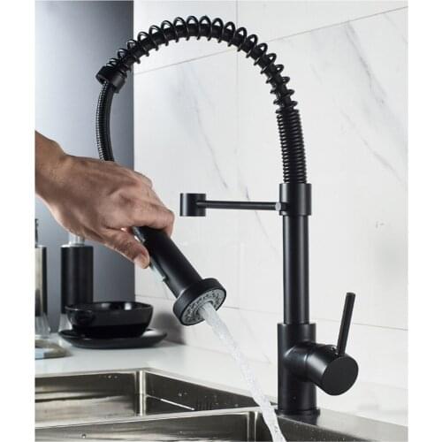 Kitchen faucet brass faucet kitchen sink single lever pull spring spout mixer faucet hot and cold water head