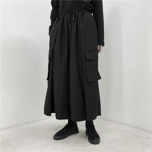 27-44 2019 Mens clothing Hair Stylist Catwalk Original fashion Large pocket wide leg skirt casual pants plus size costumes