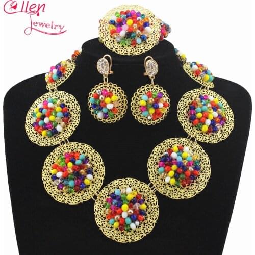 Charming Nigerian Wedding African Beads Bridal Jewelry Set Crystal Beads Jewelry Set Free Shipping W11772