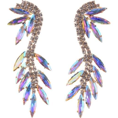 JERPVTE Vintage Rhinestone Glass Statement Dangle Drop Earrings for Women Girl Charm Wedding Hanging Fashion Jewelry Gift