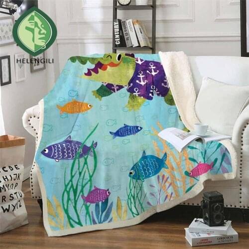 HELENGILI Cartoon Animal Croco Sherpa Blanket Girly Floral Bedspread Velvet Plush Soft Comfortable Home Camping Aircraft Blanket