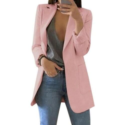 Ladies Autumn Winter Lapel Slim Temperament Blazer Women Long Sleeve Casual Blazers Solid Business Jacket Turn-down Coollar Coat
