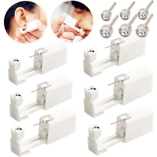 Disposable Ear Nose Navel Body Piercing Gun Machine Tool Kit Healthy Safety Stainless Steel Sterile Ear Tongue Nose Piercer