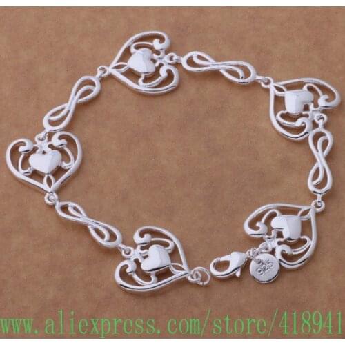 Silver Plated bracelet, Silver Plated fashion jewelry colorful heart /edmamuta beoajvva AH193